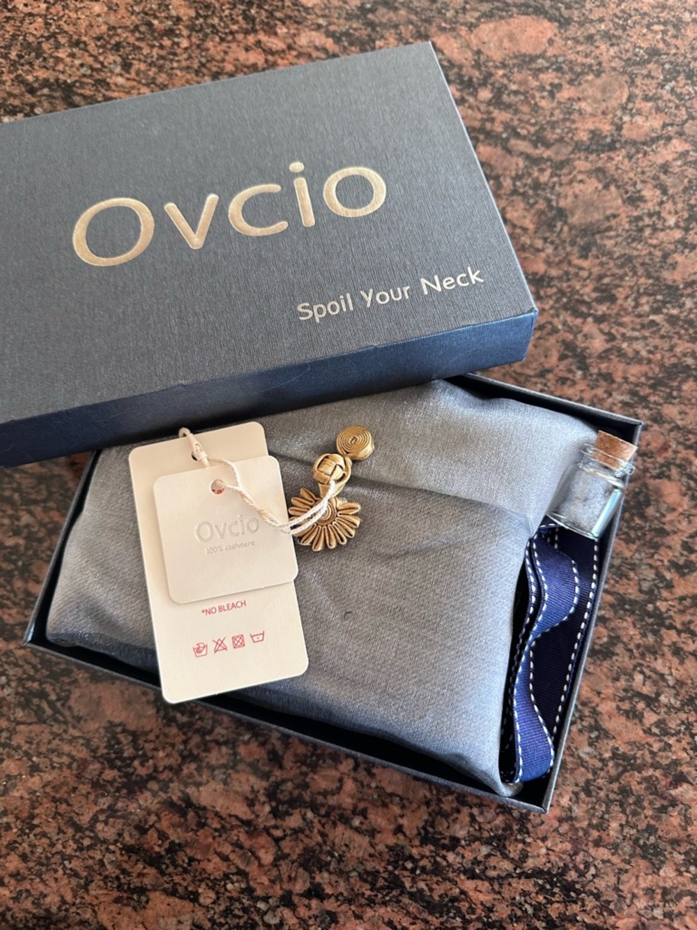 Ovcio Blue and Gray Cashmere Scarf NIB